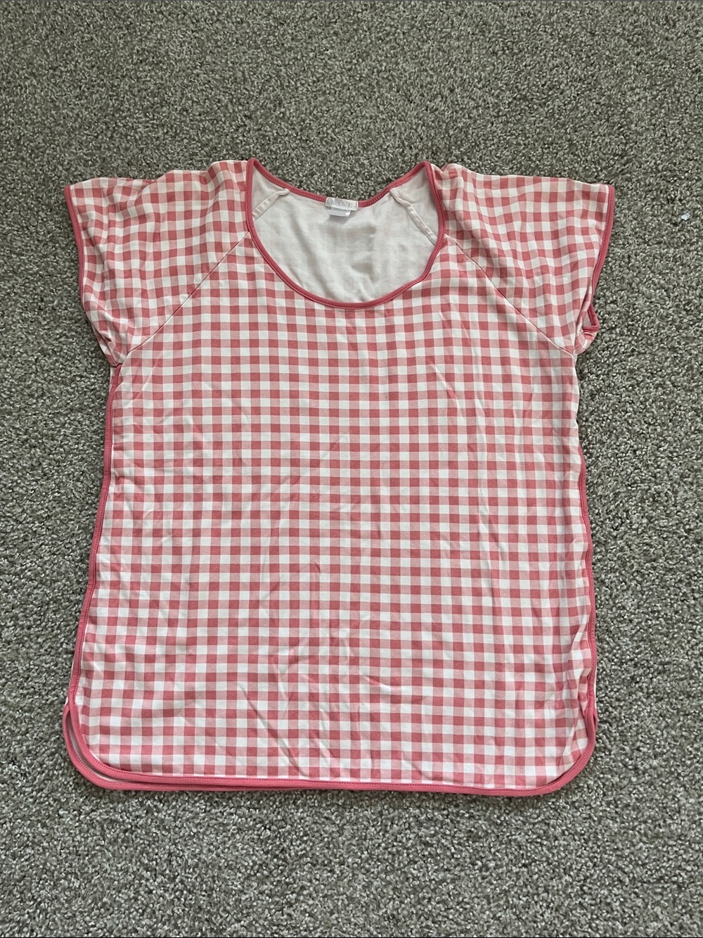 Lake Check Pink/White Gingham Pajama Top Size Large